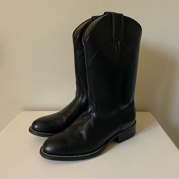 Laredo Black Western Cowboy Boots made in USA Coastal Cowgirl Fall Leather - Picture 2 of 7